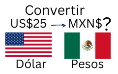 25 dólares a pesos mexicanos.¿Cuánto son 25 dólares en pesos mexicanos?