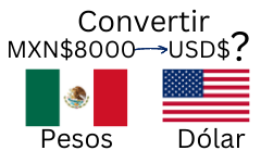 8000 pesos mexicanos a dólares.¿Cuánto son 8000 pesos mexicanos en dólares?