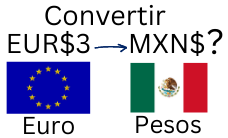 3 Euros a Pesos Mexicanos.¿Cuánto son 3 Euros en Pesos?