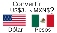 3 dólares a pesos mexicanos.¿Cuánto son 3 dólares en pesos?