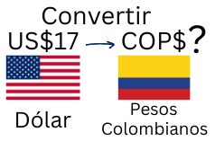 17 Dólares a Pesos Colombianos.¿Cuánto son 17 Dólares en Pesos Colombianos?