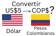 5 Dólares a Pesos Colombianos.¿Cuánto son 5 Dólares en Pesos Colombianos?