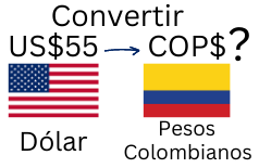 55 Dólares a Pesos Colombianos.¿Cuánto son 55 Dólares en Pesos Colombianos?