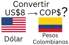 8 Dólares a Pesos Colombianos.¿Cuánto son 8 Dólares en Pesos Colombianos?